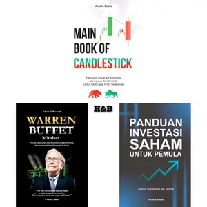 (BESTSELLER) Paket isi 3 Buku : Main Book Of Candlestick + Warren Buffett Mindset + Panduan Investasi Saham Untuk Pemula