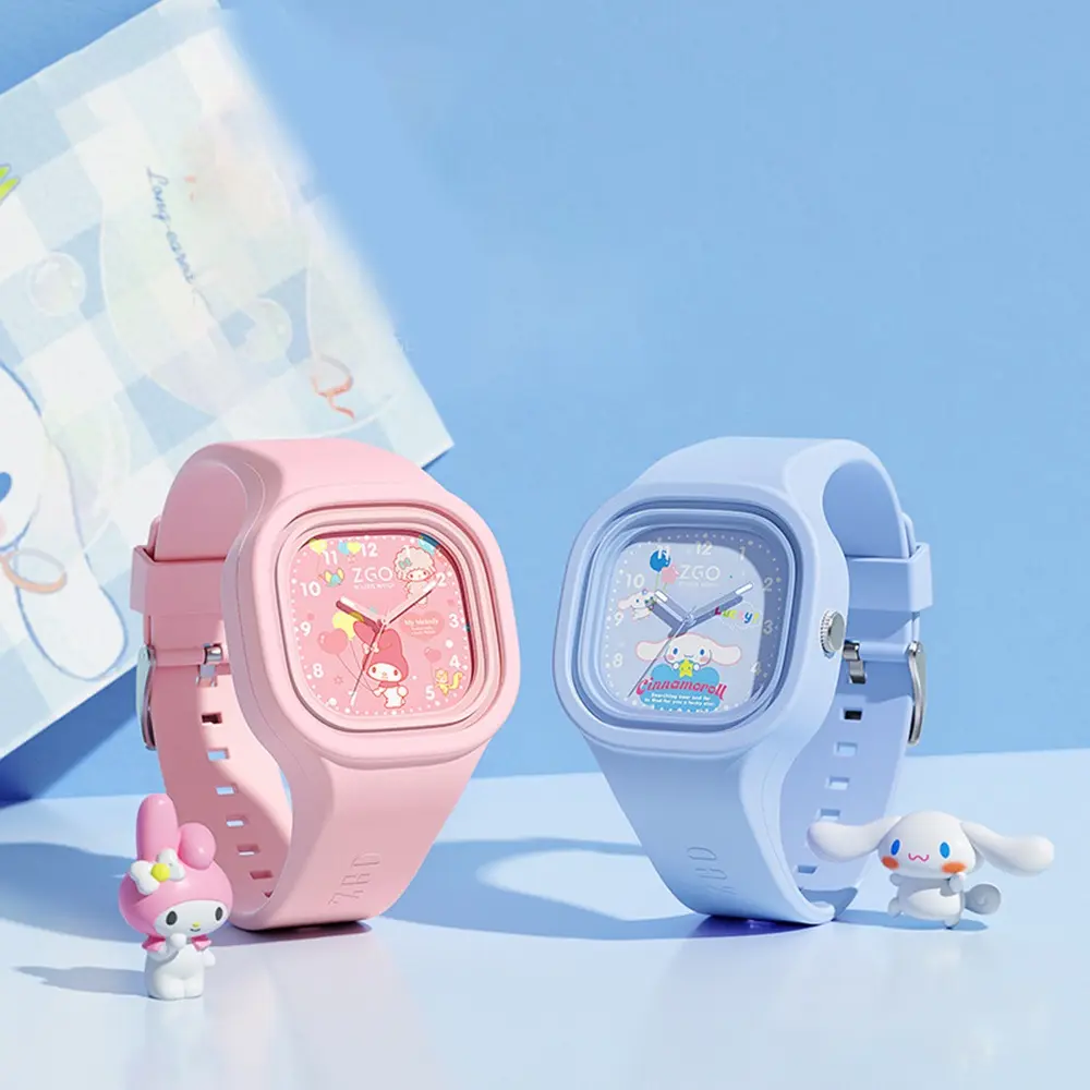Đồng Hồ Silicon Cho Trẻ Em, Chất Lượng Cao, Quà Tặng Hoạt Hình, Hình Vuông, Kulomi / Melody / KT Cat / Cinnamon Dog
