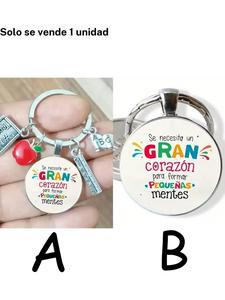 Llavero de agradecimiento para maestros, material de aleación, perlas, charms de manzana y paleta, ideal para educadores y estudiantes, idea de regalo única