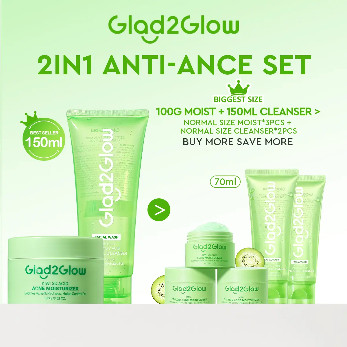 [2PCS] Cleanser 150ml +Moist 100g