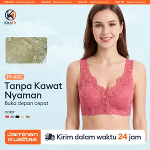 Bra menyusui kancing depan tanpa kawat bra seamless ringan model renda ramah kulit tidak gatal bra katun untuk ibu menyusui BR01