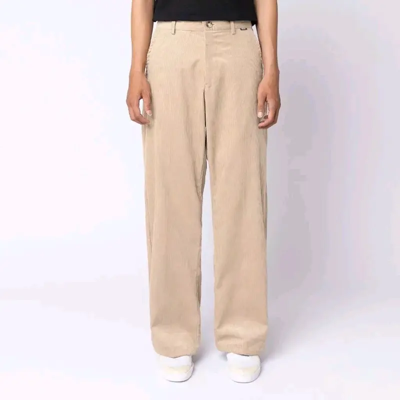 Celana Corduroy Pria Oversize Celana Panjang Corduroy Celana Oversize Corduroy Gombrong Skinny Hitam Casual Loose 5