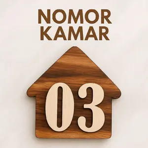 Nomor Kamar Kos Penginapan Villa Hotel dll. bahan kayu model timbul