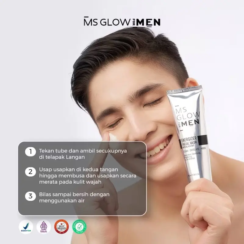 MS Glow For Men Skincare Paket Complete Maskulin Perawatan Pencerah Wajah Pria Facial Wash Cream Serum Sunscreen Body Lotion Mencerahkan Menghilangkan Jerawat Dan Noda Hitam 1