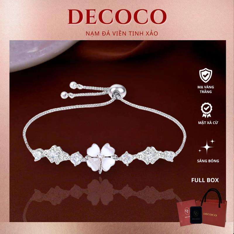    Độc Quyền Livestream   Vòng tay nữ cỏ 4 lá hoa mai BLESS đính đá DECOCO   kèm Túi giấy + Hộp + Thiệp   may mắn - LIVE 