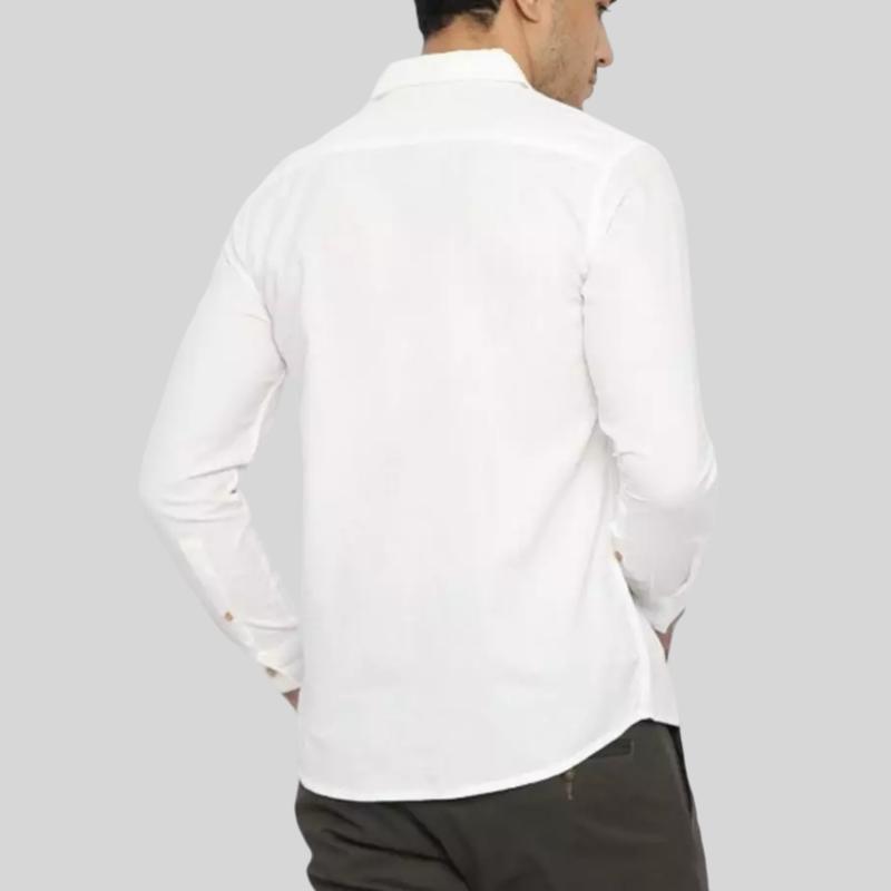 SEKAWANES | Kemeja Pria Lengan Panjang Terbaru Basic Casual Nyaman Katun Lembut Hitam Formal Kerja Garis Tangan Slim Fit Putih 1