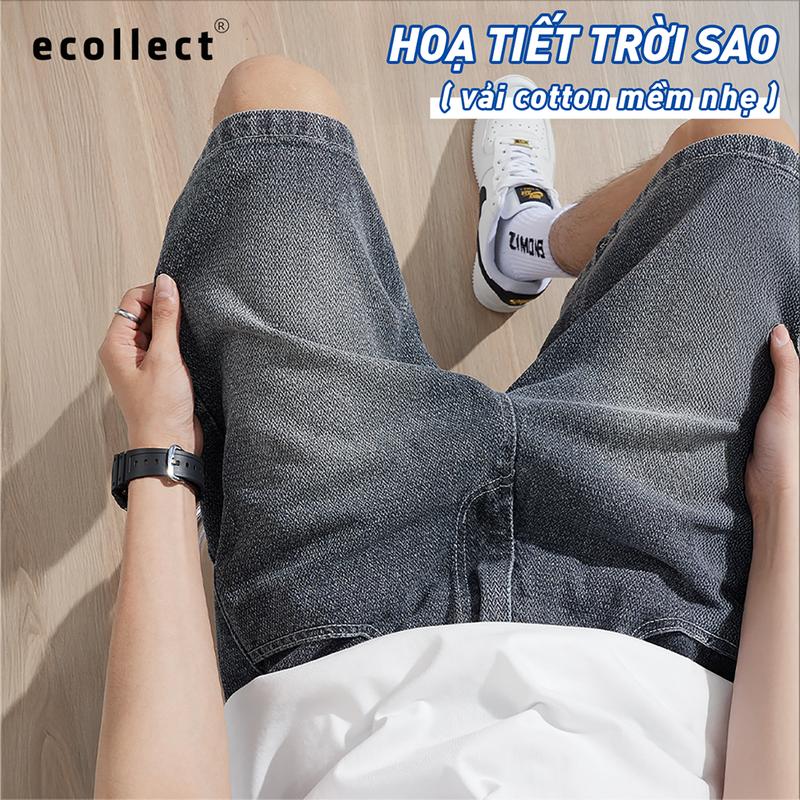 Quần Short Jean Nam ECOLLECT QS29 - Denim Họa Tiết Trời Sao Thoáng Mát Cạp Chun Thoải mái Năng Động