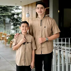 Baju Koko Couple Ayah Dan Anak Laki Laki Lengan Pendek Model Terbaru Muslim Katun Toyobo Kurta Dewasa