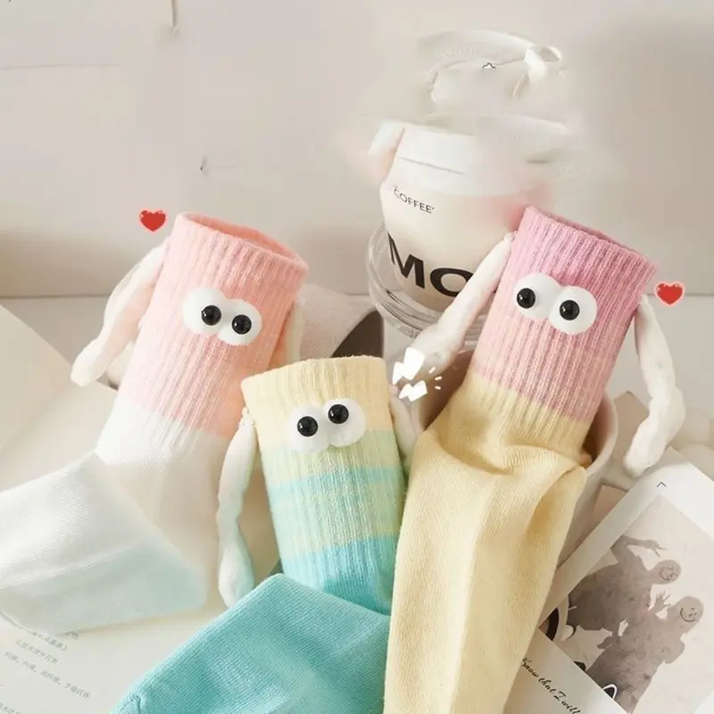 Tất Cặp Đôi, Cầm Tay, Màu Gradient, Tất Cầm Tay, Thiết Kế Hoạt Hình Dễ Thương, Thích Hợp Cho Mùa Hè, Tất Mỏng, Tất Mới Lạ Cho Phụ Nữ Và Nam Giới, WZ46 4