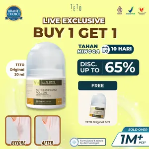 [LIVE EXCLUSIVE] BUY 1 GET 1 FREE TETO Antiperspirant Bukan Deodorant Roll On 20ml Original - FREE 1pcs TETO Antiperspirant Original 5ml