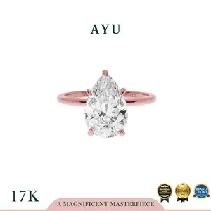 AYU Cincin Emas - The AYU Setting In Glam Teardrop Cut 17k Rose Gold