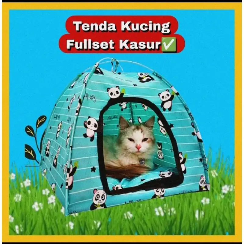 Tenda Kucing motif Lipat Fulset Kasur Bantal Premium Ukuran 45×45
