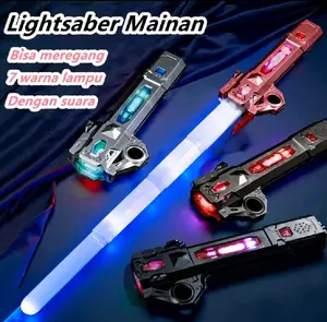 Mainan Pedang Lightsaber Star Wars 2in1 dengan 7 Warna Lampu Laser Pedang Pedangan Lipat Mainan Anak Laki Toy Swords Sabers