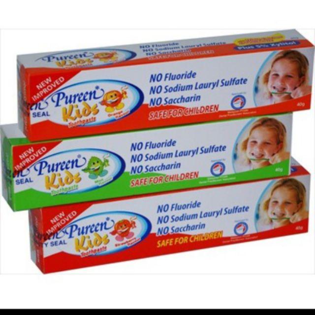 Pureen Kids Toothpaste Fluoride Free 40g/tube (strawberry / mint ...