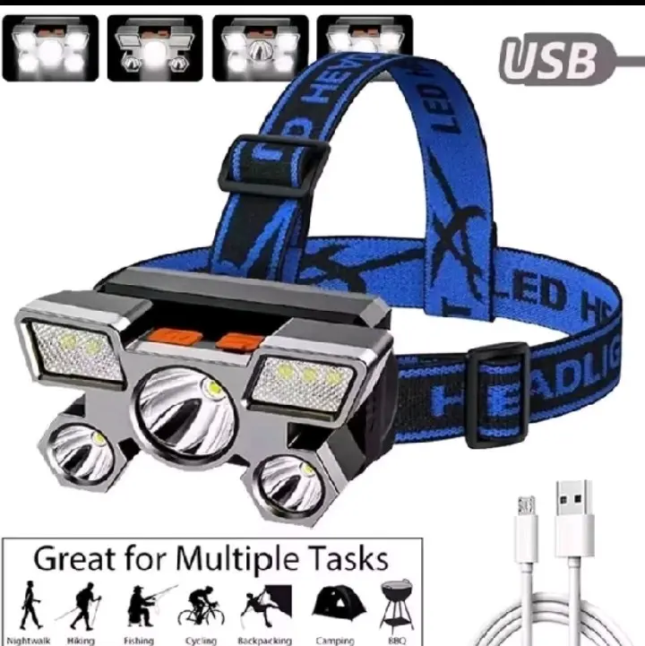 Senter Kepala Mini 5 LED Terang dan Praktis