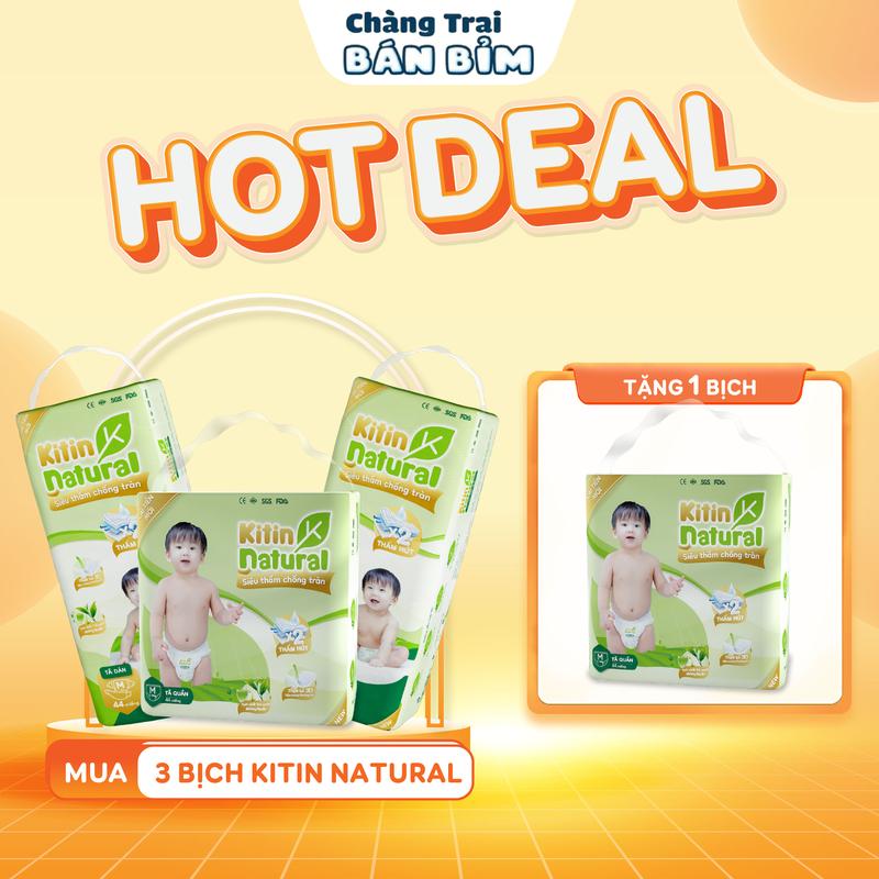 [MUA 3 TẶNG 1] Combo 4 Bịch Bỉm KITIN NATURAL *KT-4* Cho Bé đủ size
