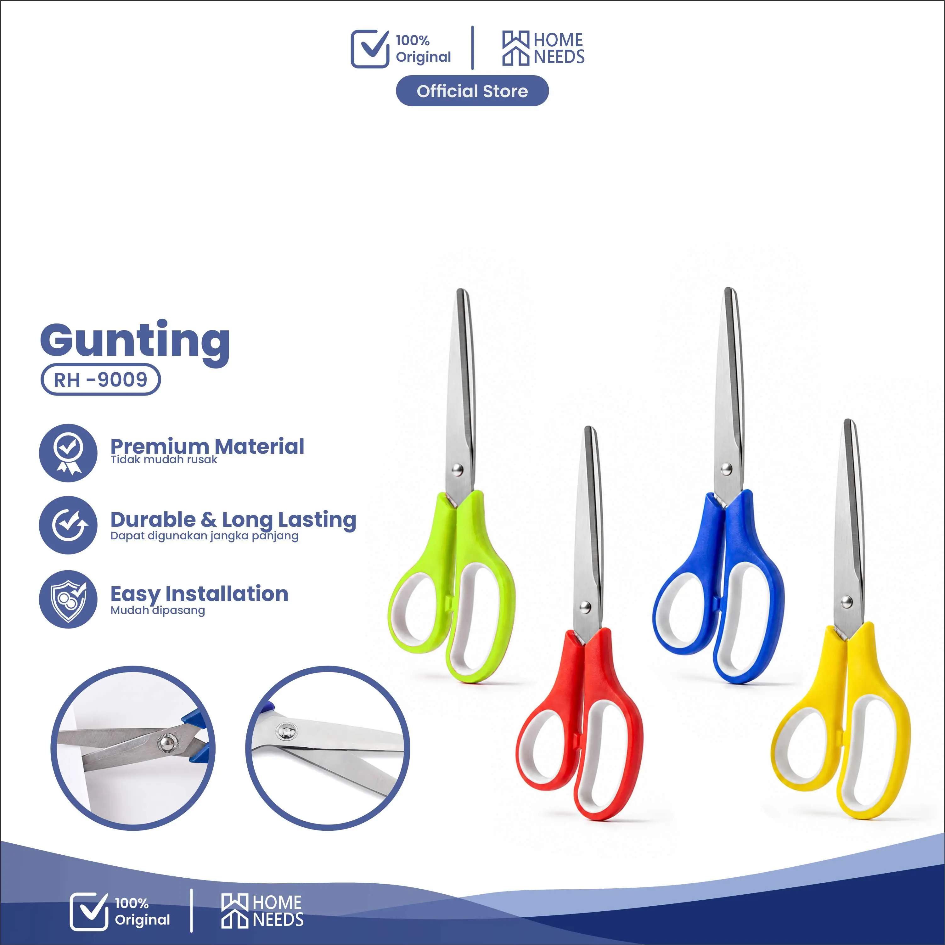 Homeneeds Gunting Kertas Gunting Kain Gunting Dapur Serbaguna Bahan Stainless RH-9009 Kitchenware