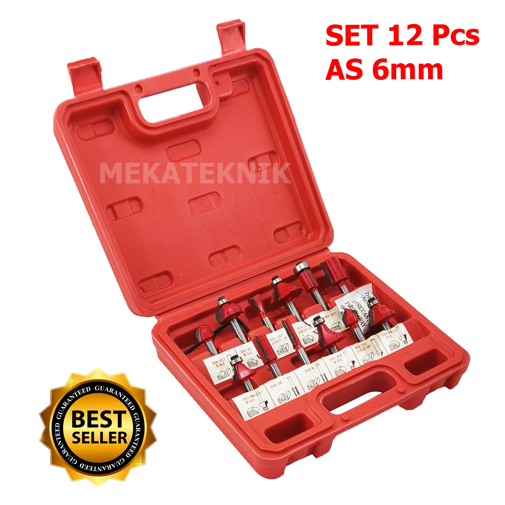 MATA ROUTER PROFIL SET 12 PCS LUMOS / MATA PROFIL KAYU SET / MATA MESIN PROFIL ROUTER BIT SET 12 PCS / MATA MESIN TRIMMER SET BOX KAYU