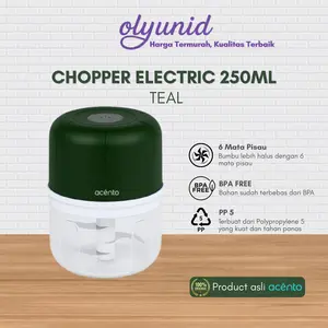 【TEAL】【exclusive moozone】acento Mini Electric Chopper Nirkabel Penghalus Bumbu Otomatis 3 Lapis Stainless Steel