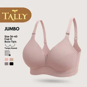 TALLY Bra Tanpa Kawat Busa Tipis Bahan Katun Cup D Kait 3 Daily Bra JUMB0 BH 1232 Sarwendah TALLY Bra Tanpa Kawat Busa Tipis Bahan Katun Cup D Kait 3 Daily Bra JUMB0 BH 1232 Sarwendah