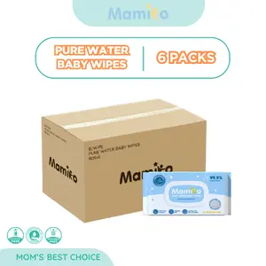 Mamiko Wet Tissue Baby Wipes Pure Water Hand Mouth 80s (6 Pack) - Tisu Basah Bayi