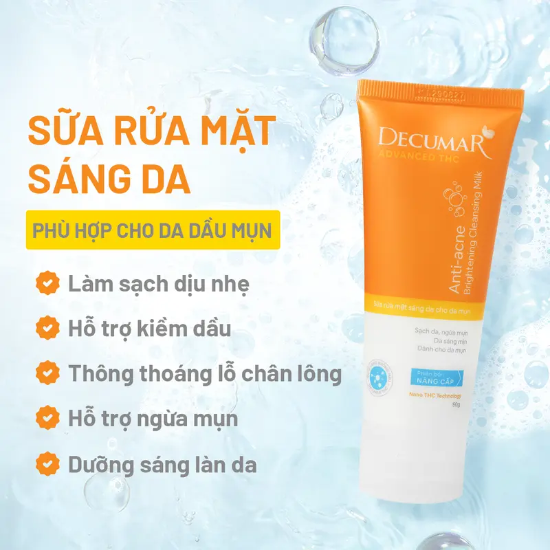 Sữa rửa mặt hỗ trợ  ngừa mụn sáng da Decumar . DSM02 2