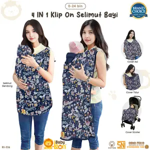 4in1 BABY LEON Selimut bayi Hoodie Klip Baby Blanket On The Go BS-336 Baby Blanket Hoodie Selimut On The Go Selimut Stroller Penutup Stroller cover ibu menyusui Alas Katun