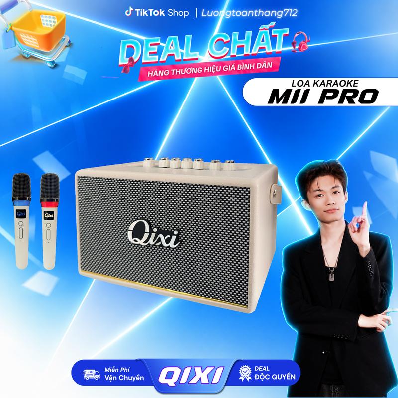 Loa Karaoke Bluetooth QIXI MII PRO Kèm 2 Micro Không Dây - Âm Thanh Stereo, Bluetooth, USB, TF, AUX, Sạc Type-C