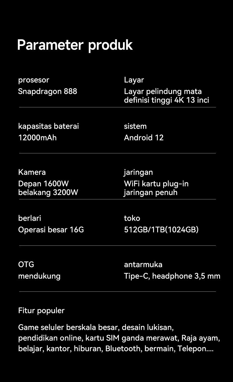 2025 H13 Pro 10.3" Tablet [16GB+1TB]1Pengalaman Pro Layaknya PC|120Hz OLED RealColor FullView Display l Ultra-tipi l Tablet cerdas HD l Hiburan Kantor Wifi Bluetooth Kamera Layar tablet tablet  1  jutaan