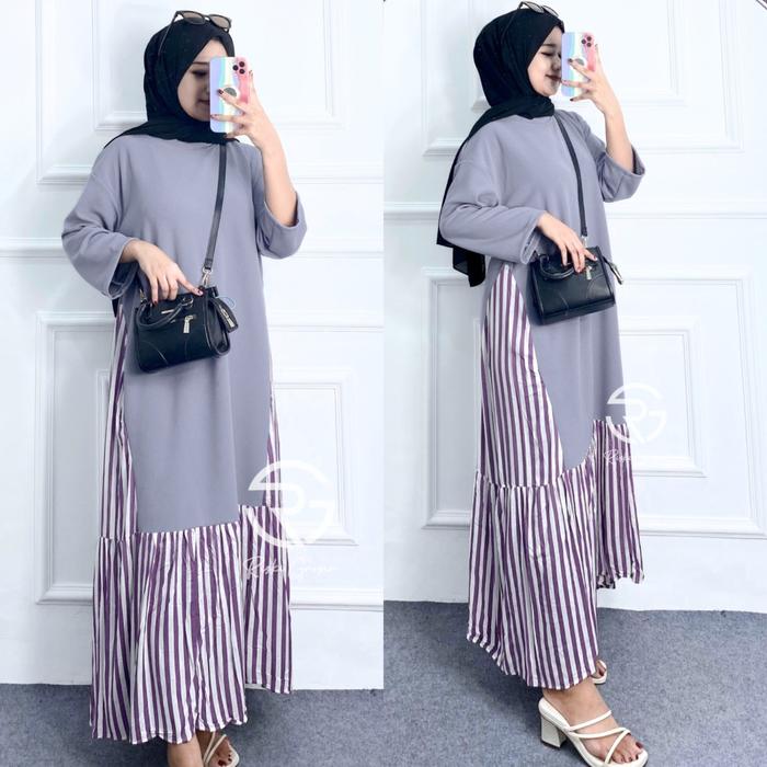 midi dress knit salur Promo Yoona Midi Dress Knit Wanita Midi Dress Salur Stripy Muslim Motif  Panjang - YOONA SALUR HAZEL, Allsize Fit XL - Kab. Sragen - Riski Grosir  Sragen_new