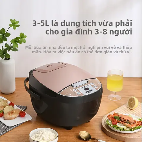 Nồi cơm điện gia đình thông minh 3 lít Lòng nồi gốm dày chống dính Đa năng: nấu cơm, hấp, hầm, nấu súp