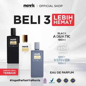 [PAKET COWOK GENTLE ISI 3] Morris Parfum EDP Black Edition + White Edition + Grey Edition 100 ml