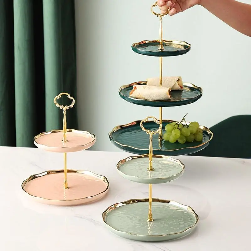 Oamra Round Cake Stand | Piring kue tingkat keramik Gold
