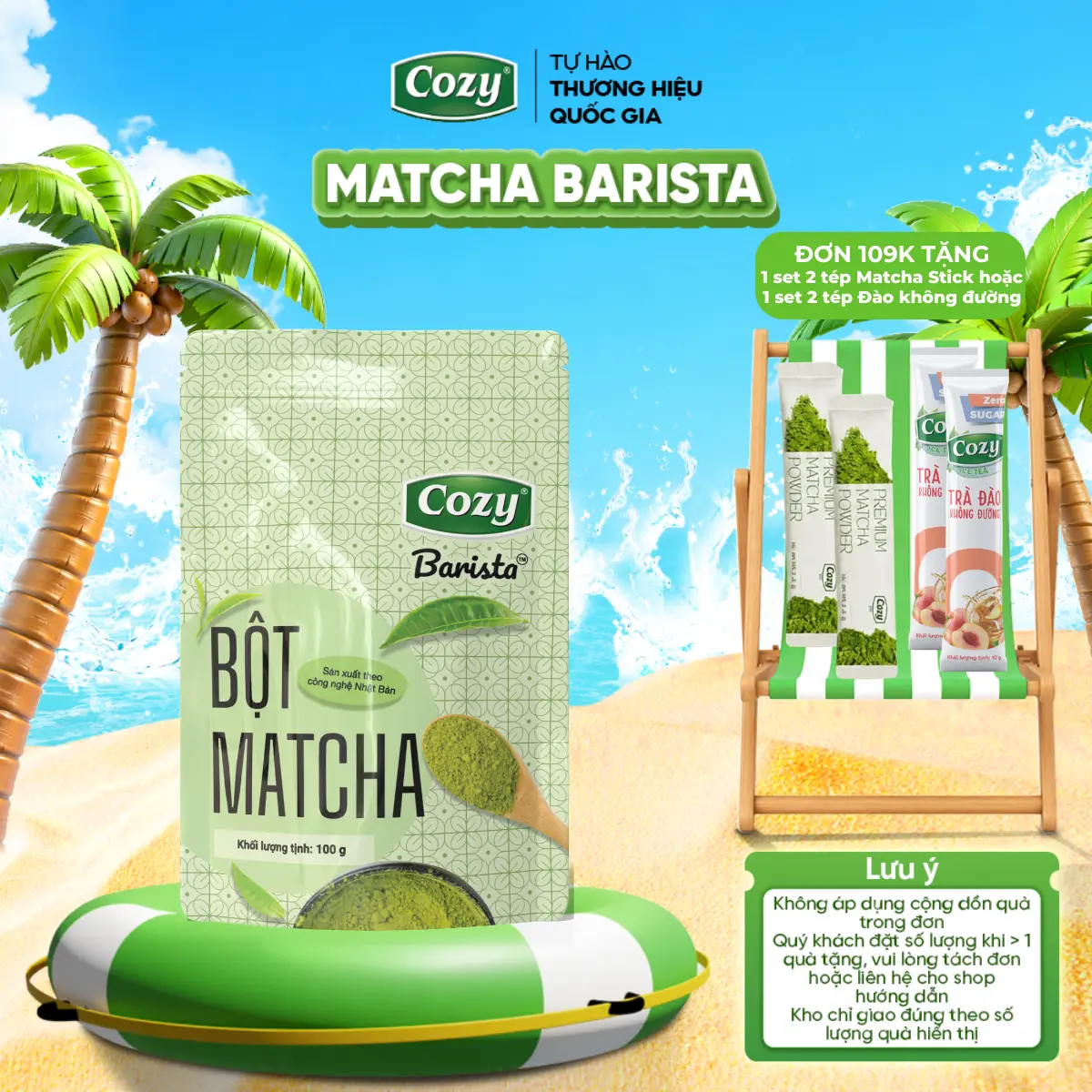 Matcha Cozy 100gr Bột Trà Xanh Pha Matcha Latte Công Nghệ Nghiền Chậm Không Sinh Nhiệt Nhật Bản