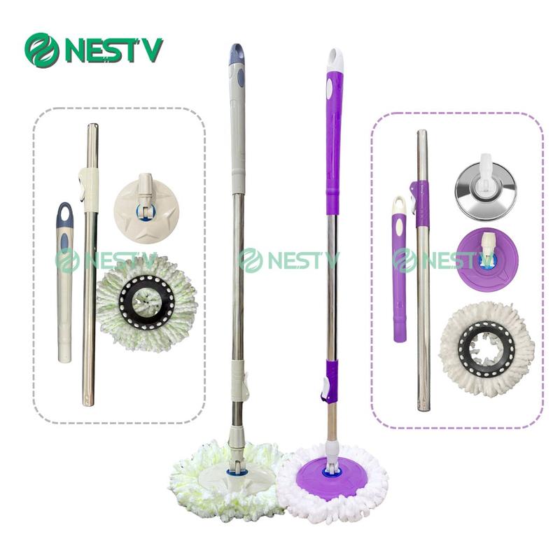 Cây lau nhà rời 360 độ trợ lực vắt tay, mâm nhựa/inox, cán inox lau cực sạch cực nhanh