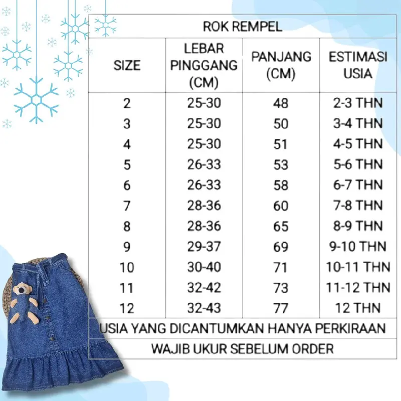 Rok Jeans Rempel Anak Perempuan Polos Fashion 1