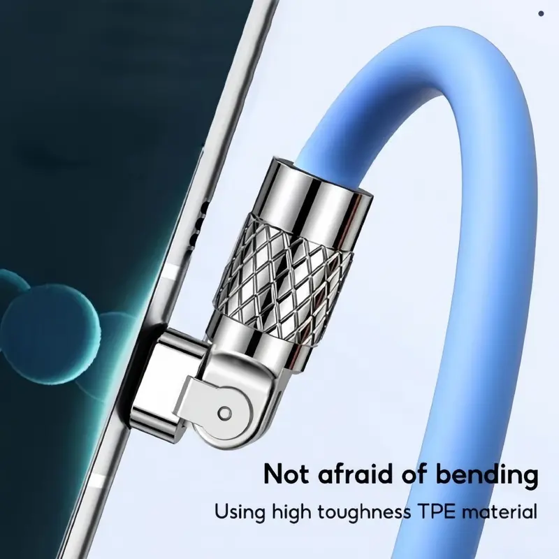 Dapat diputar 180°！ ZHALO Kabel Charge Ponsel  Kabel Data Type C120W 6A Fast Charging Tipe C Micro USB iOS Lightning  1.5M Pengisian Cepat Untuk Android iOS  OPPO REALME VIV Kabel Charge Silion LogamKabel Cabel 6