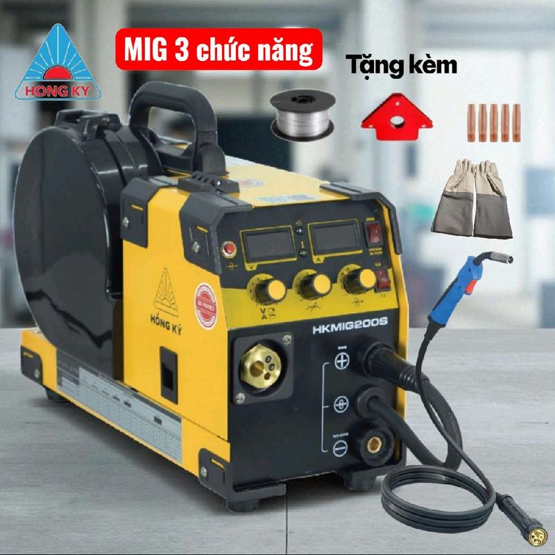 Máy hàn MIG HỒNG KÝ HKMIG200S 3 chức năng hàn mig có khí hàn mig không khí hàn que tặng kèm ke gốc kính hàn béc hàn bảo hành 24 tháng