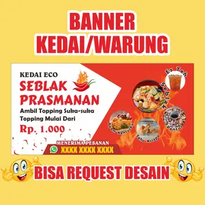 Spanduk Warung kedai  / banner warung seblak / backdrop warung untuk keperluan bisnis ukuran custom