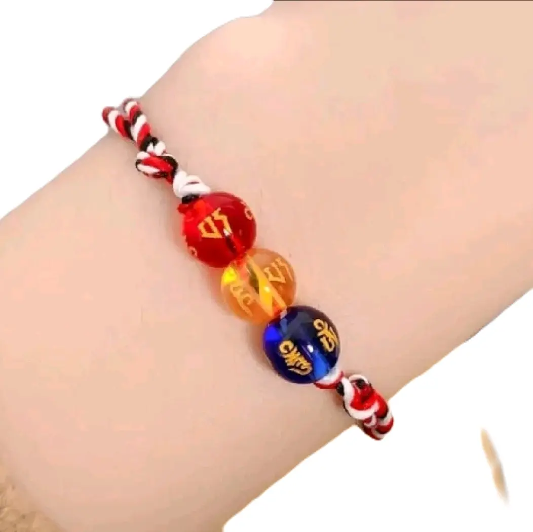Gelang Tridatu Tiga Batu Mantra Tibet Aura Rejeki Gelang tridatu Dewasa Pria wanita dan anak anak atau bayi Tali Biru Hijau Putih Merah Kuning