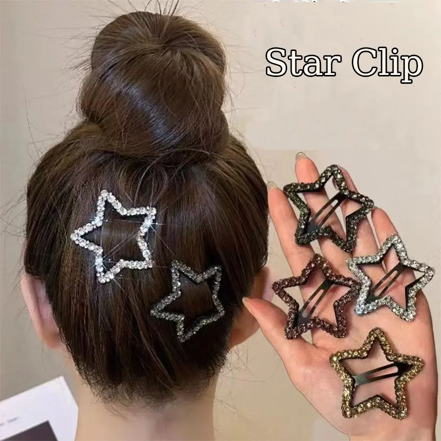 Kẹp Tóc Ngôi Sao, Thiết Kế Khoét Lỗ Thích Hợp Cho Tóc Gãy, Kẹp Bb, Kẹp Nữ