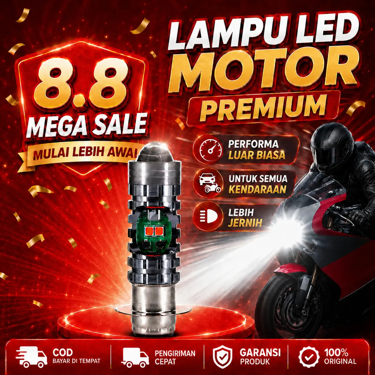 Cod Lampu Led H6 Laser Hi Lo Lampu Utama Motor Led Laser H6 Berkualitas Dan Super Terang H6 Laser 2 Colour Car Car