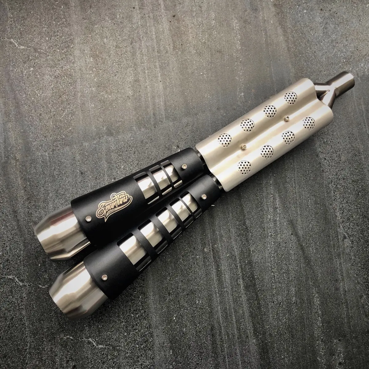 Knalpot Original Spartans Scrambler Universal Double Silencer Slip On Knalpot Scrambler Knalpot Custom