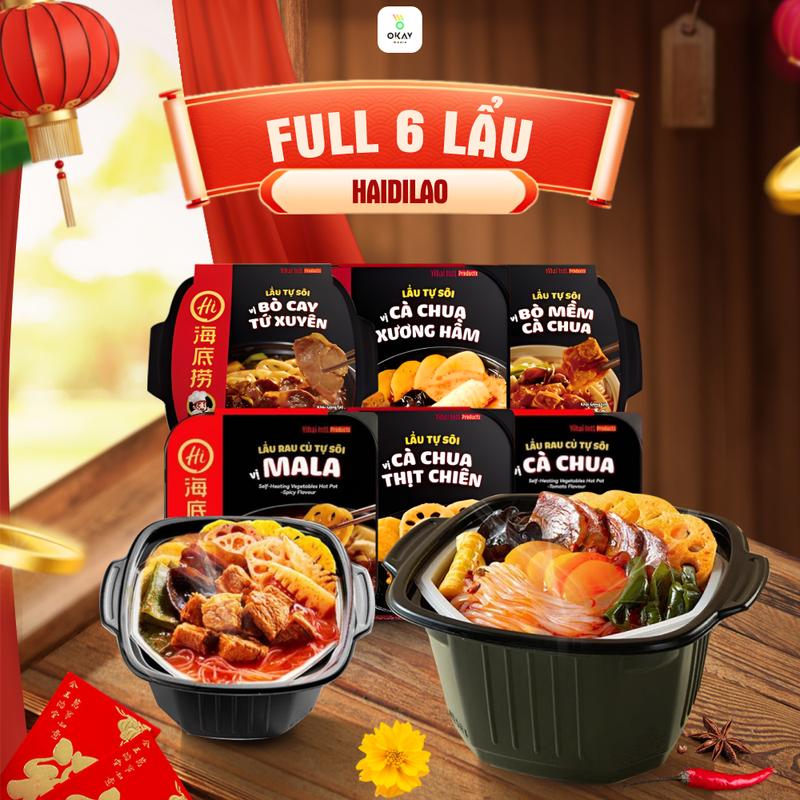  Lẩu Tự Sôi Haidilao Đủ 6 Vị Hot Cà Chua Rau Củ Bò Mềm Cà Chua Xương Hầm Cà Chua Mala 