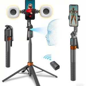 AI撮影アシスタント搭載雲台、360°回転・オートロック、デュアルライトイルミネーション、ワンタッチスマートフォローモード、三脚用ライブスタンド