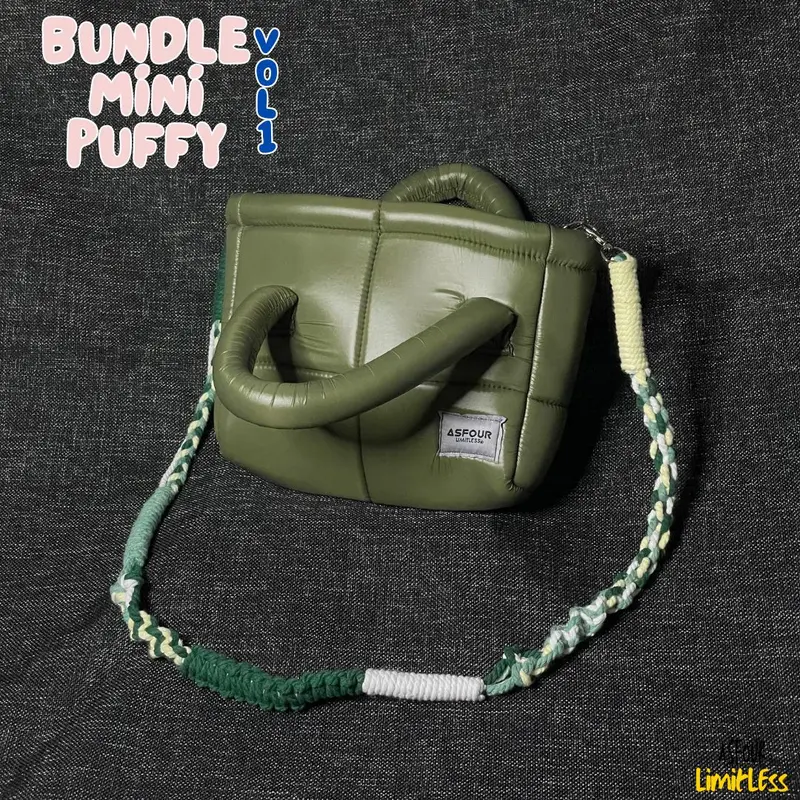 Asfour - Mini Puffy Bundle + Tali Macrame Hand Sling bag Hologram Wanita 8