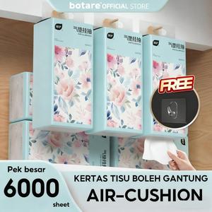 【6 pcs】 Botare,Tisu Kusyen Udara  Pek Lembut Deluxe, Tisu Muka,  4 lapis, Tisu bayi, 1000 helai setiap pek