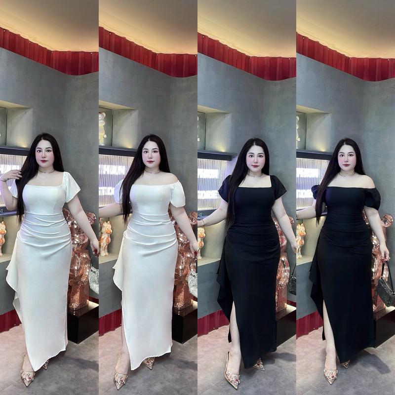 65-90KG ĐẦM BÈO SẺ ĐÙI DÀI CỔ VUÔNG THIẾT KẾ ĐI TIỆC CƯỚI SIÊU XINH  BIGSIZE VƯƠNG NGỌC HÂN