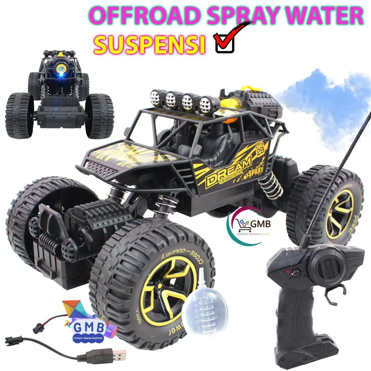 MAINAN ANAK LAKI LAKI RC SPRAY KELUAR ASAP PR-17732 MAINAN MOBIL REMOTE OFFROAD NITRO SPRAY 1:16
