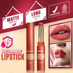 MUSIC FLOWER Non Transfer Lipstick Velvet Matte Silky Touch 24H Long Lasting Transferproof Kissproof Non-Sticky Lipstik Tahan Lama